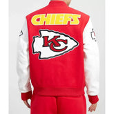 Kansas City Chiefs Logo Red and White Letterman Jacket - jnjjackets